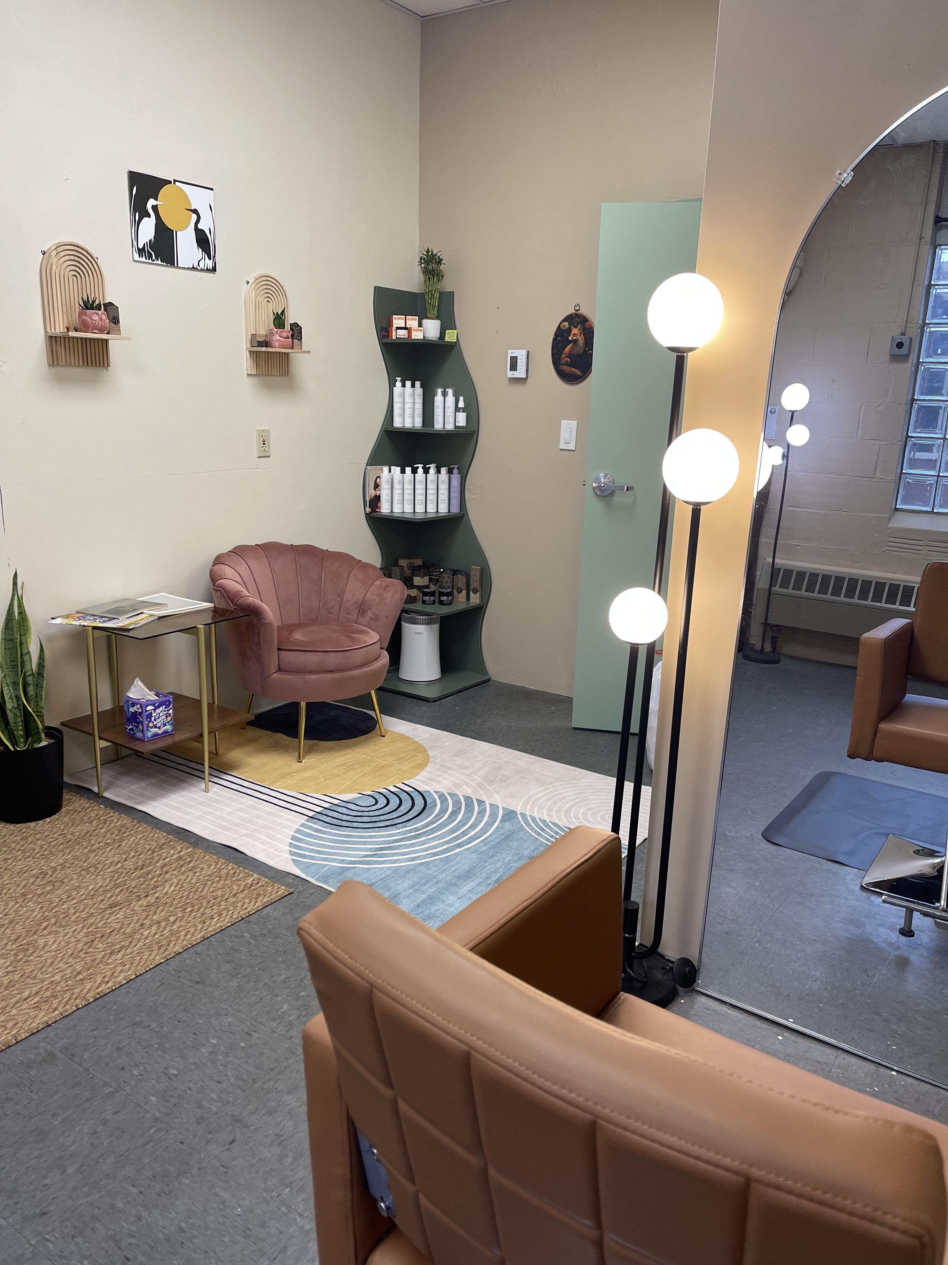 Photo of the waiting area of The Burrow Salon